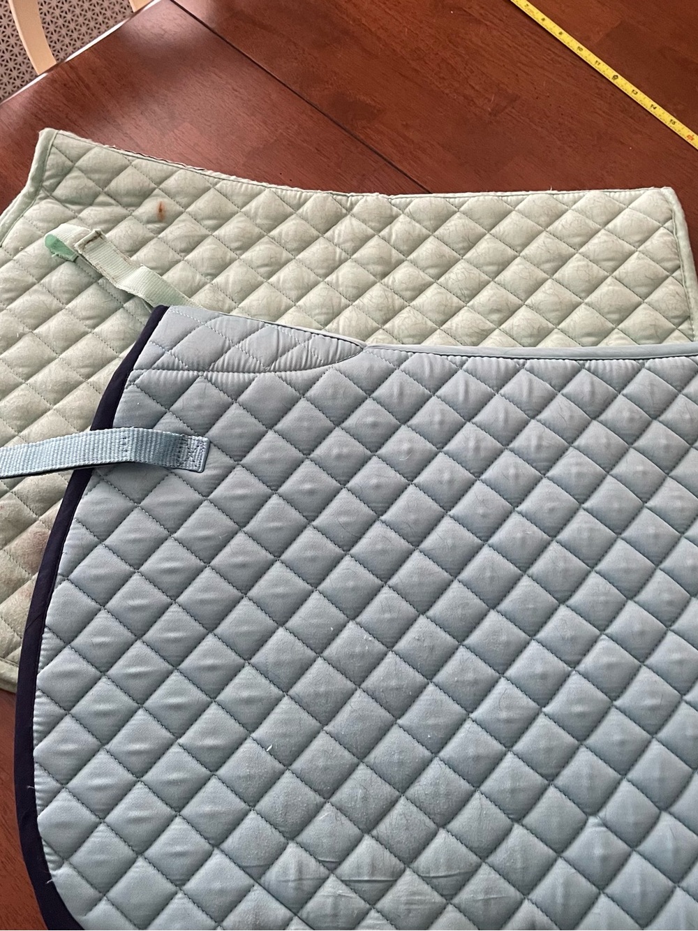 Light blue and Seafoam Green Quilted Saddle Pads - Set of 2